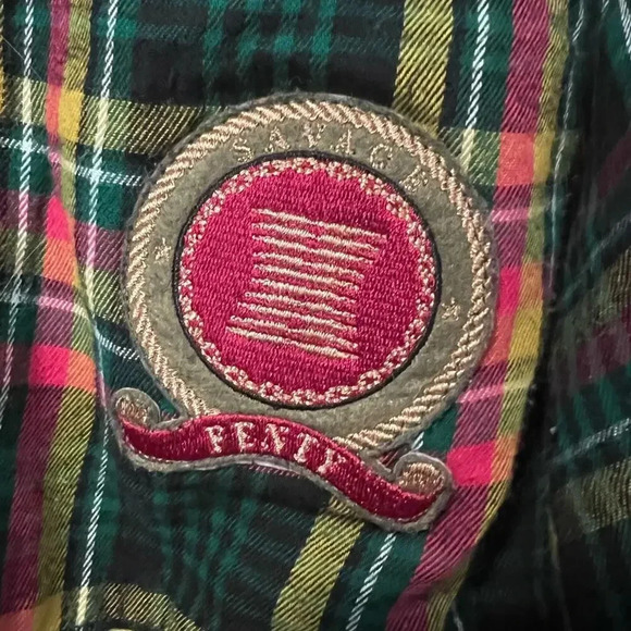 SAVAGE X FENTY Tied Up Tartan PJ Raw Hem Sleep Shirt in Pink Canterbury Plaid - Picture 6 of 9